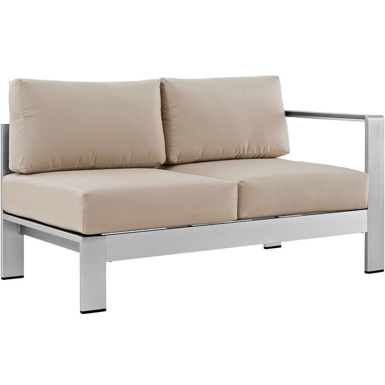 Shore 7 Piece Outdoor Aluminum Sectional Sofa Set - Silver Beige