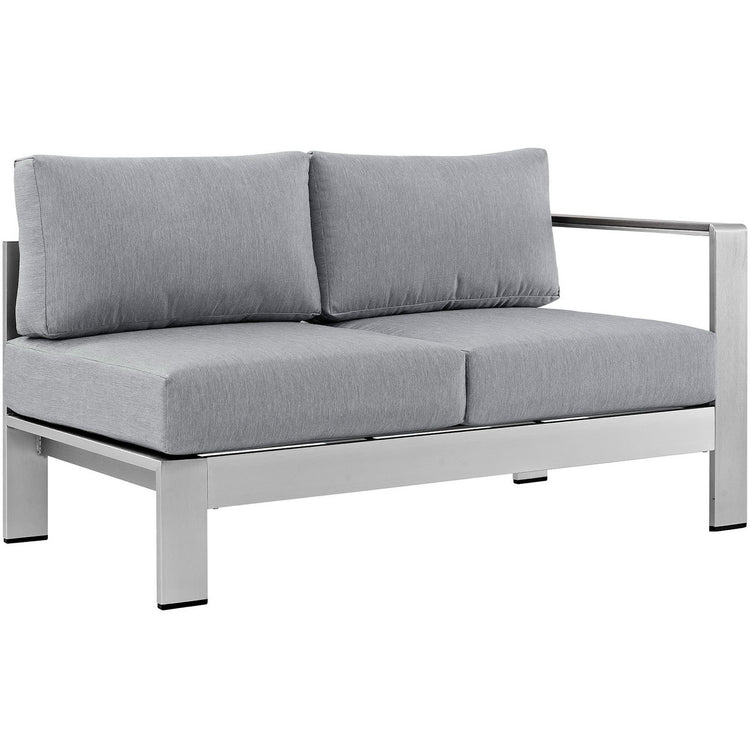 Shore 7 Piece Outdoor Aluminum Sectional Sofa Set - Silver Gray