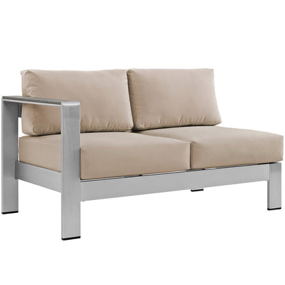 Shore 6 Piece Outdoor Aluminum Sectional Sofa Set - Silver Beige
