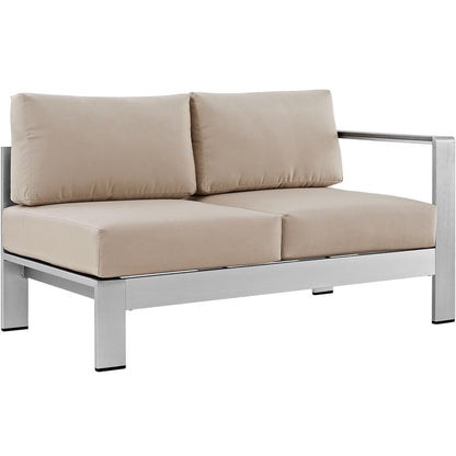 Shore 7 Piece Outdoor Sectional Sofa Set - Silver Beige