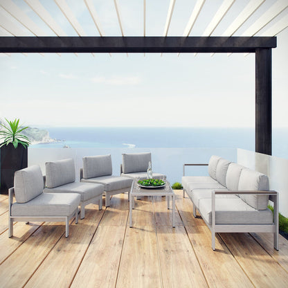 Shore 7 Piece Outdoor Sectional Sofa Set - Silver Gray