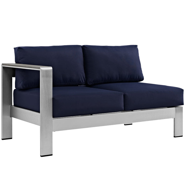 Shore 7 Piece Outdoor Sectional Sofa Set - Silver Navy
