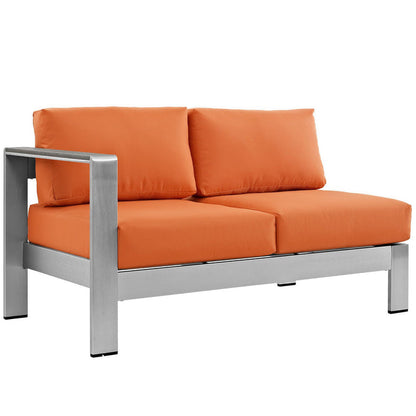 Shore 7 Piece Outdoor Sectional Sofa Set - Silver Orange