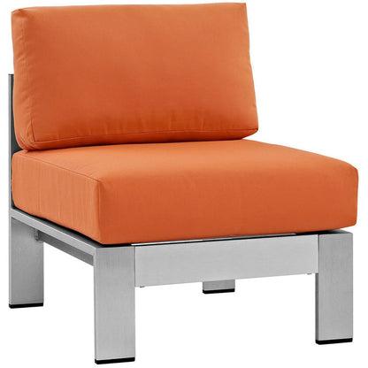 Shore 7 Piece Outdoor Sectional Sofa Set - Silver Orange