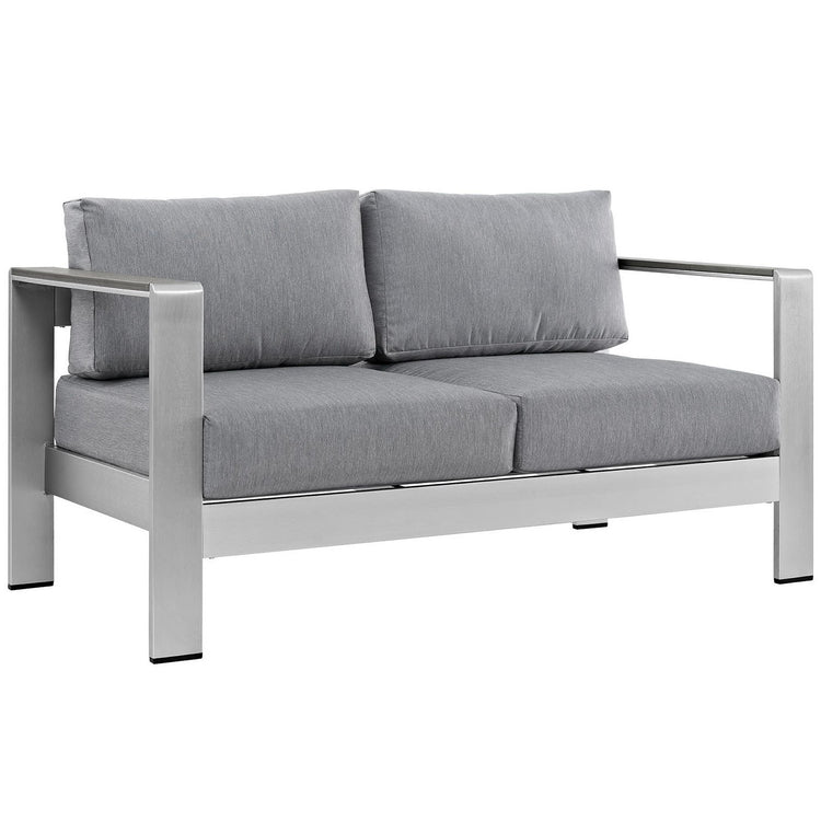 Shore 6 Piece Outdoor Patio Aluminum Sectional Sofa Set - Silver Gray