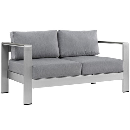 Shore 6 Piece Outdoor Patio Aluminum Sectional Sofa Set - Silver Gray