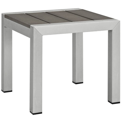 Shore 6 Piece Outdoor Patio Aluminum Sectional Sofa Set - Silver Navy