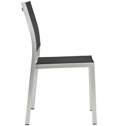 Shore Outdoor Patio Aluminum Side Chair Set of 2 - Silver Black