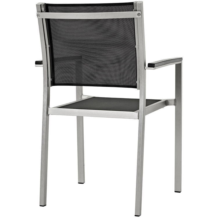Shore Outdoor Patio Aluminum Dining Chair Set of 2 - Silver Black