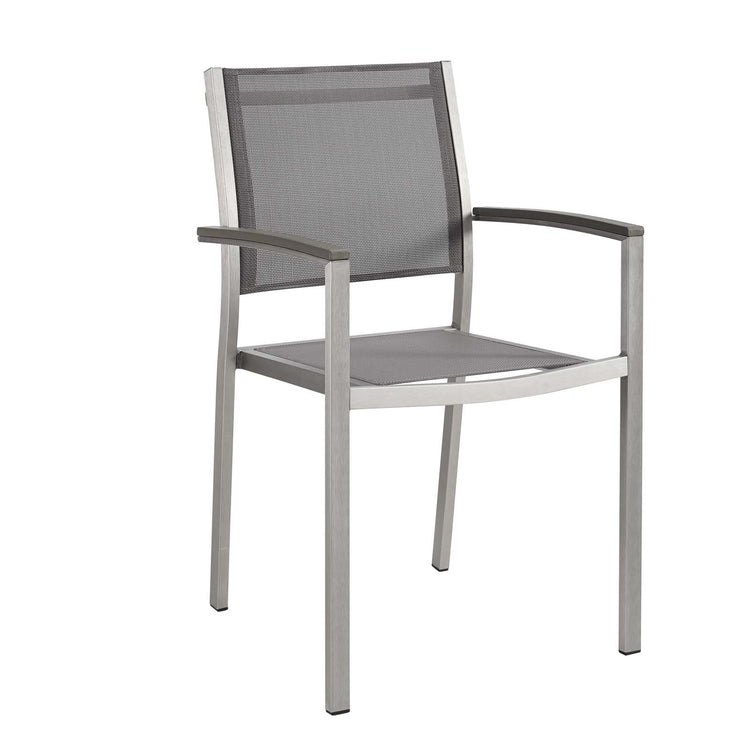 Shore Outdoor Patio Aluminum Dining Chair Set of 2 - Silver Gray