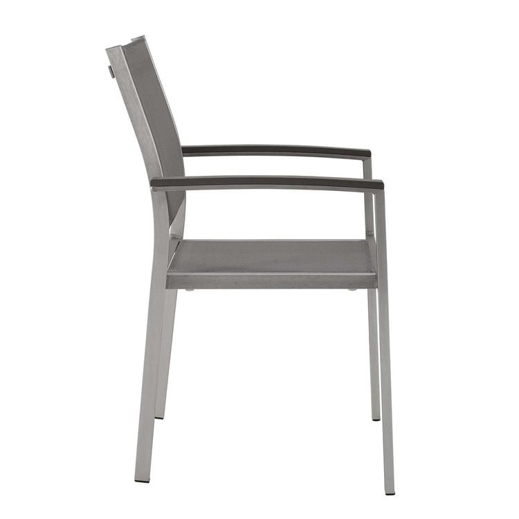 Shore Outdoor Patio Aluminum Dining Chair Set of 2 - Silver Gray