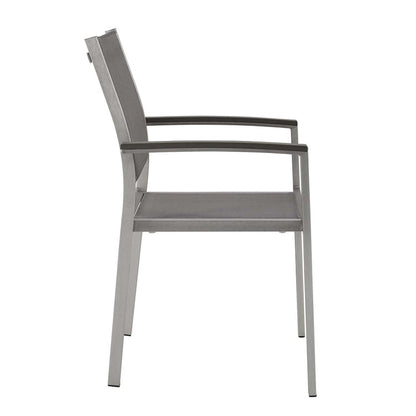 Shore Outdoor Patio Aluminum Dining Chair Set of 2 - Silver Gray