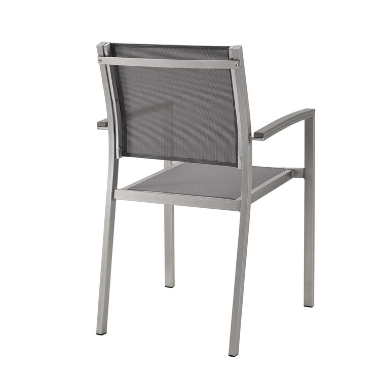 Shore Outdoor Patio Aluminum Dining Chair Set of 2 - Silver Gray