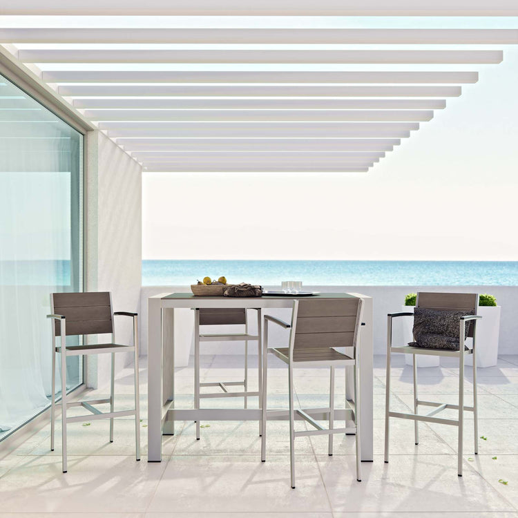 Shore 5 Piece Outdoor Patio Aluminum Dining Set - Default Title