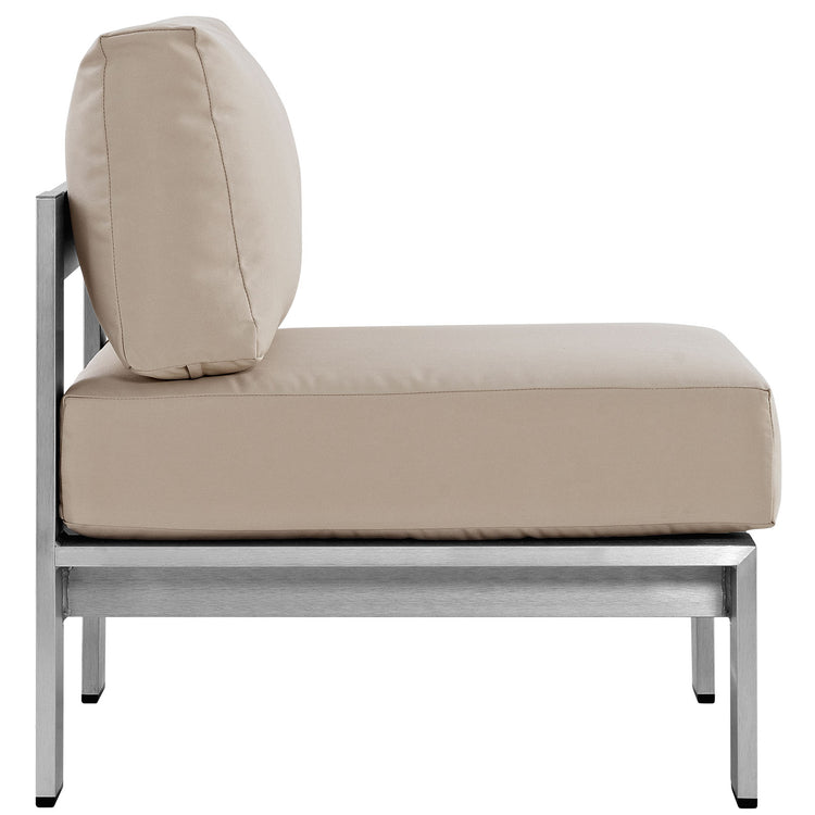 Shore 3 Piece Outdoor Patio Aluminum Sectional Sofa Set - Silver Beige