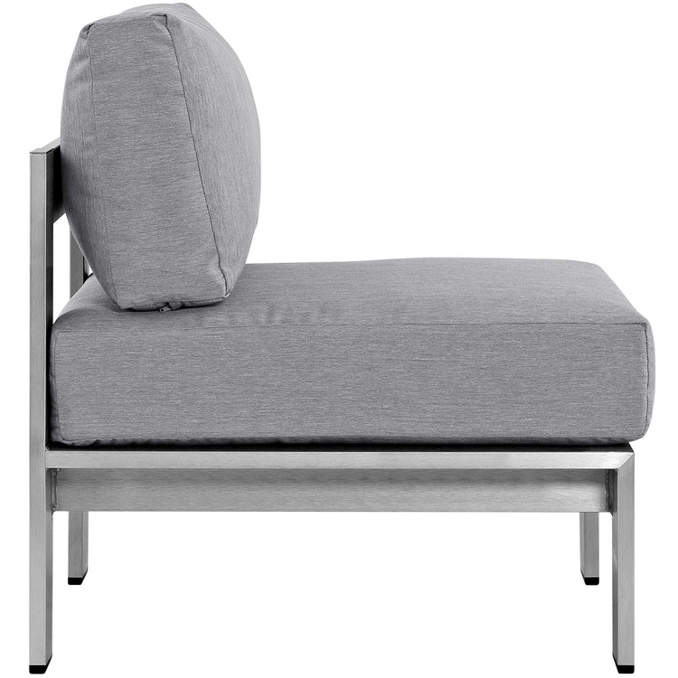 Shore 3 Piece Outdoor Patio Aluminum Sectional Sofa Set - Silver Gray