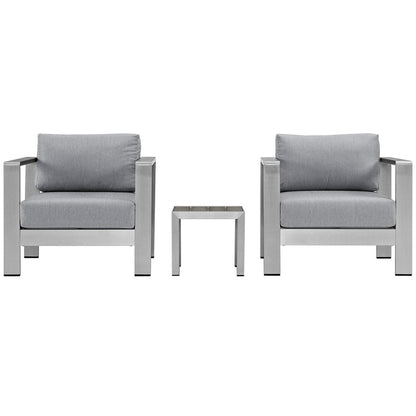 Shore 3 Piece Outdoor Patio Aluminum Set - Silver Gray