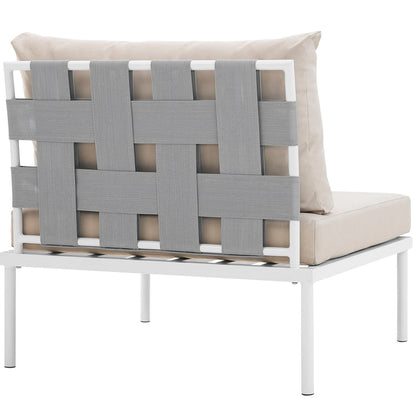 Harmony Armless Outdoor Patio Aluminum Chair - White Beige