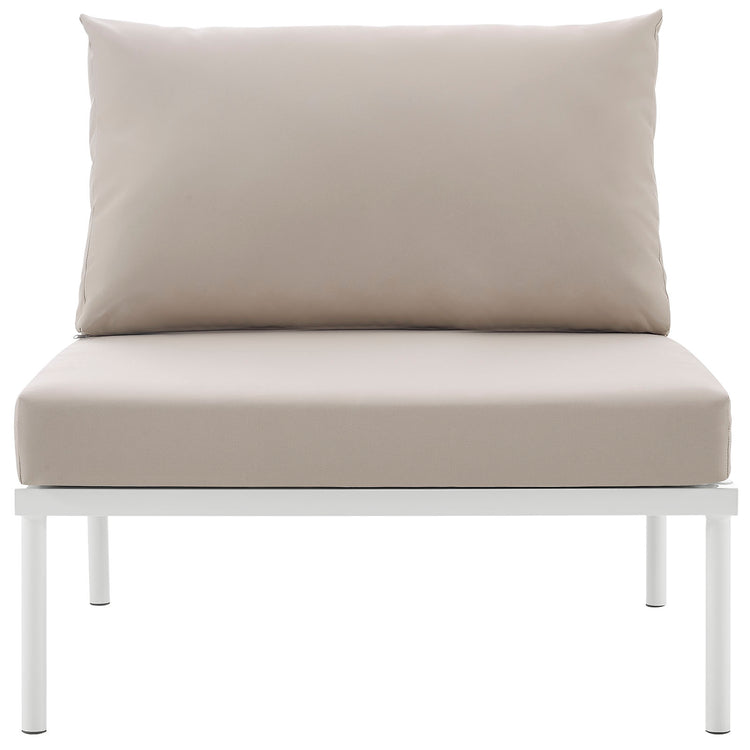 Harmony Armless Outdoor Patio Aluminum Chair - White Beige