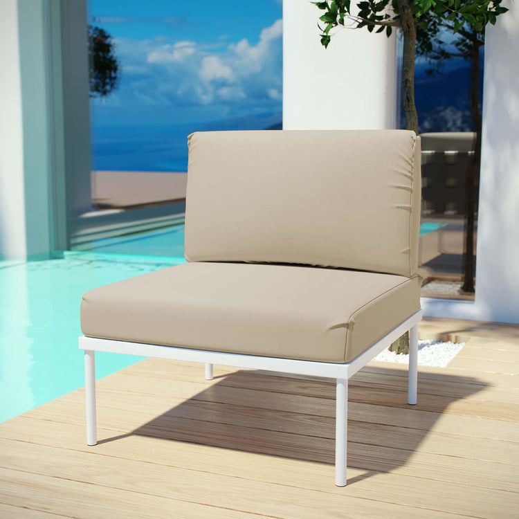 Harmony Armless Outdoor Patio Aluminum Chair - White Beige