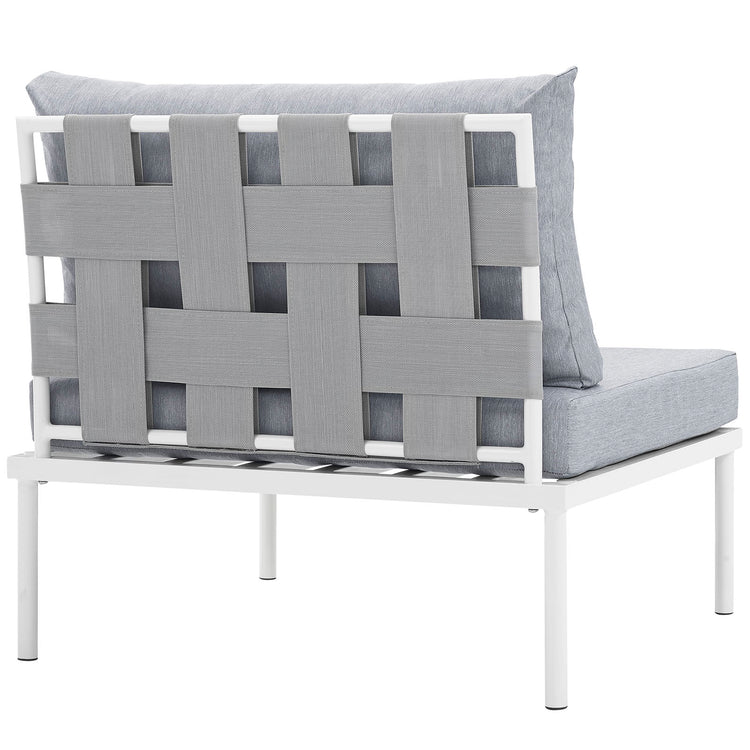 Harmony Armless Outdoor Patio Aluminum Chair - White Gray