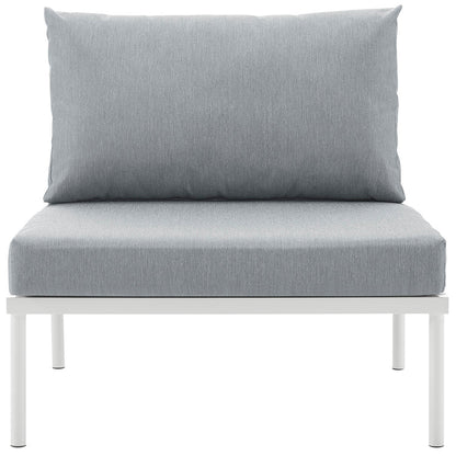 Harmony Armless Outdoor Patio Aluminum Chair - White Gray