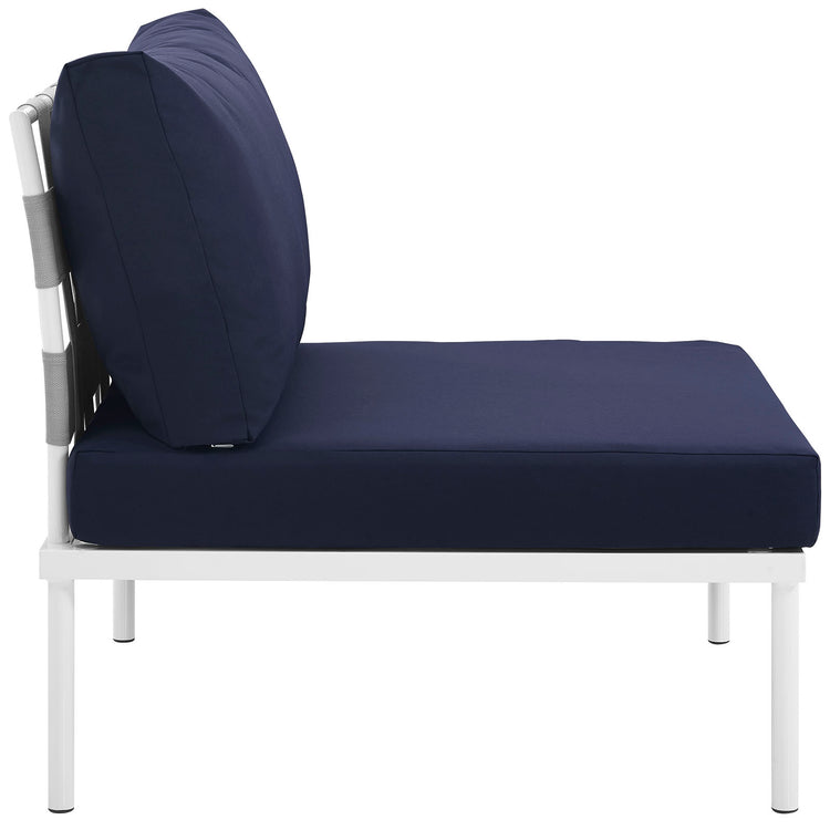 Harmony Armless Outdoor Patio Aluminum Chair - White Navy