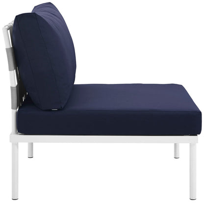 Harmony Armless Outdoor Patio Aluminum Chair - White Navy