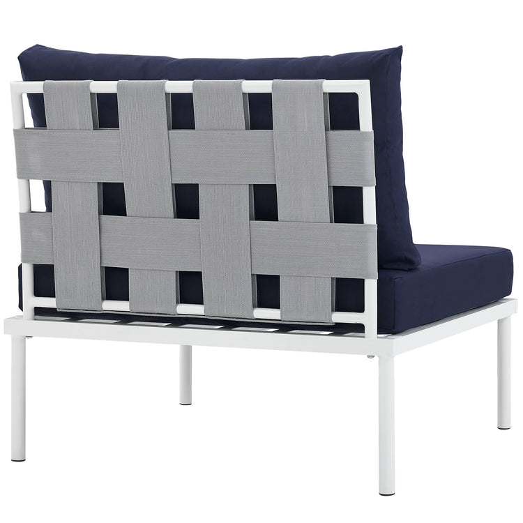Harmony Armless Outdoor Patio Aluminum Chair - White Navy