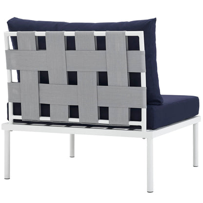 Harmony Armless Outdoor Patio Aluminum Chair - White Navy