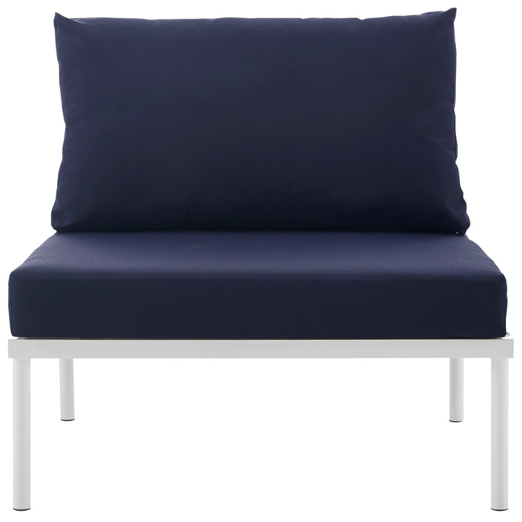 Harmony Armless Outdoor Patio Aluminum Chair - White Navy