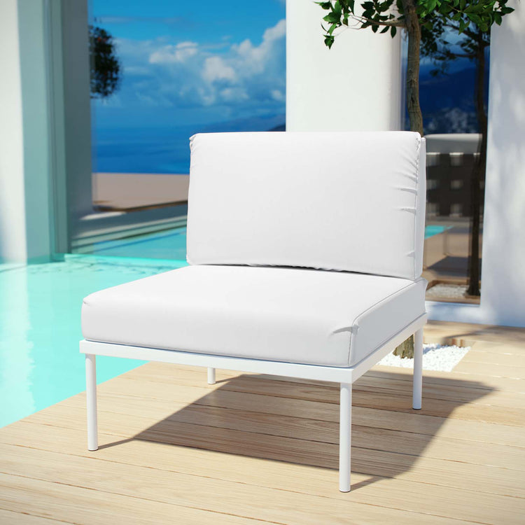 Harmony Armless Outdoor Patio Aluminum Chair - White White