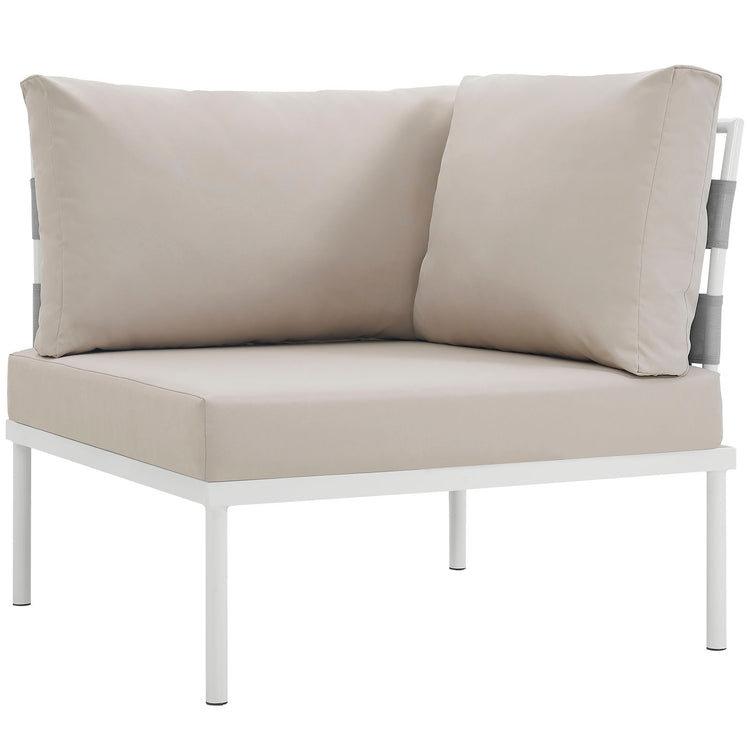 Harmony Outdoor Patio Aluminum Corner Sofa - White Beige