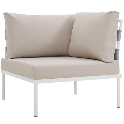 Harmony Outdoor Patio Aluminum Corner Sofa - White Beige
