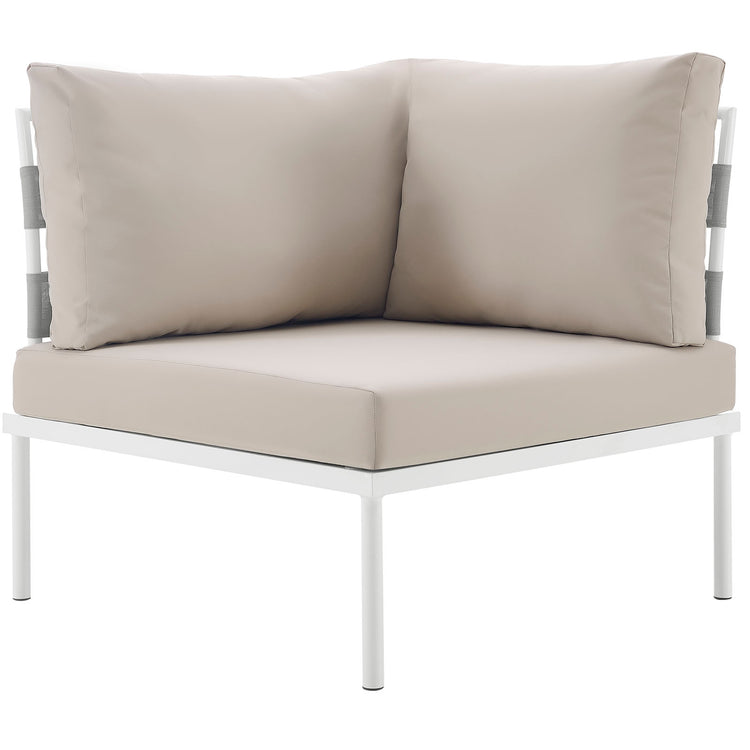 Harmony Outdoor Patio Aluminum Corner Sofa - White Beige