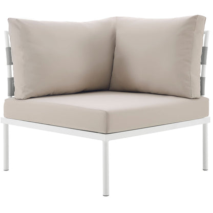 Harmony Outdoor Patio Aluminum Corner Sofa - White Beige