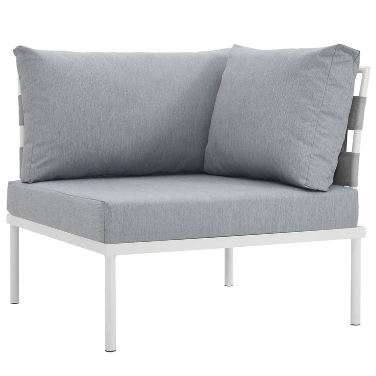 Harmony Outdoor Patio Aluminum Corner Sofa - White Gray