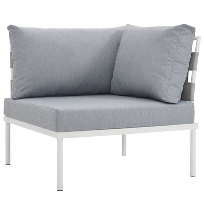 Harmony Outdoor Patio Aluminum Corner Sofa - White Gray