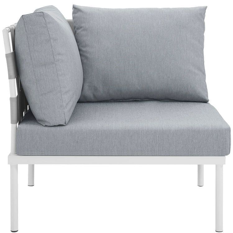 Harmony Outdoor Patio Aluminum Corner Sofa - White Gray