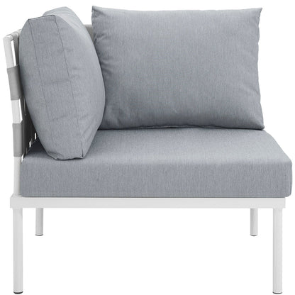 Harmony Outdoor Patio Aluminum Corner Sofa - White Gray