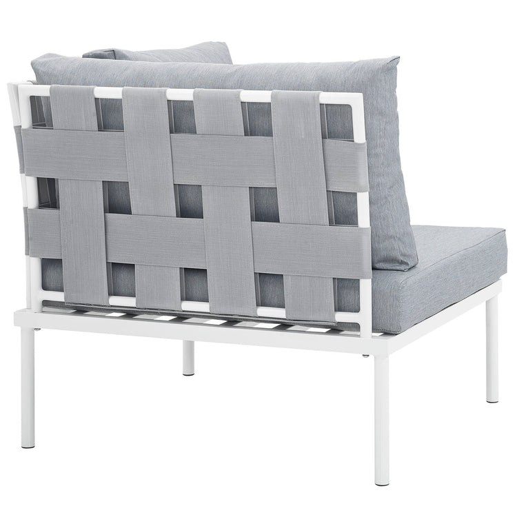 Harmony Outdoor Patio Aluminum Corner Sofa - White Gray