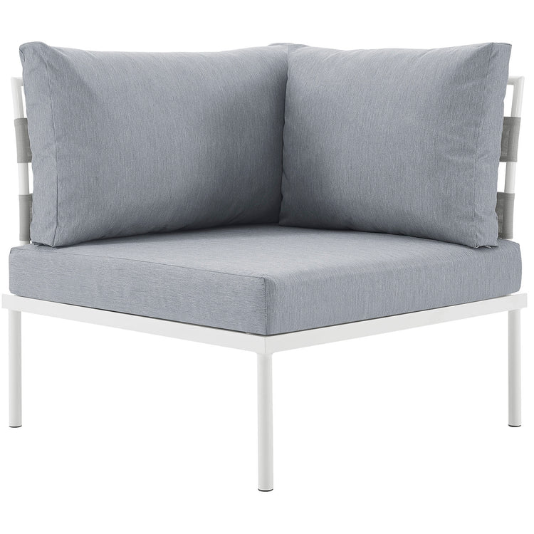 Harmony Outdoor Patio Aluminum Corner Sofa - White Gray