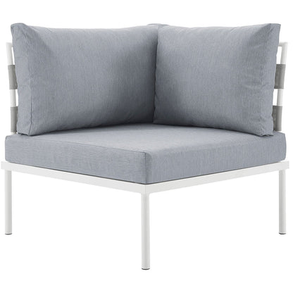 Harmony Outdoor Patio Aluminum Corner Sofa - White Gray
