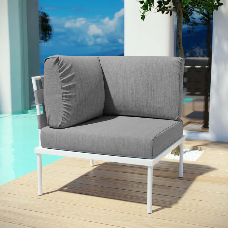 Harmony Outdoor Patio Aluminum Corner Sofa - White Gray