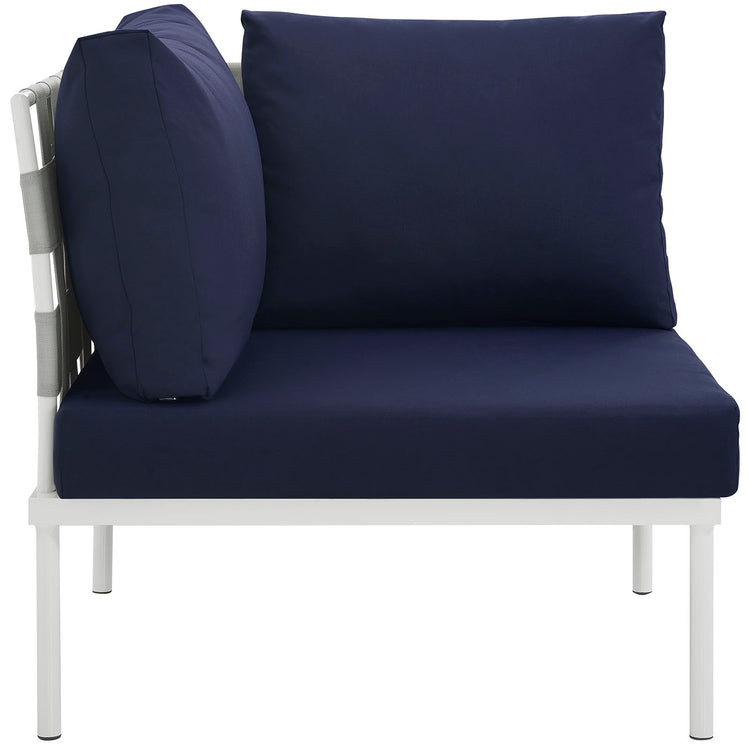 Harmony Outdoor Patio Aluminum Corner Sofa - White Navy