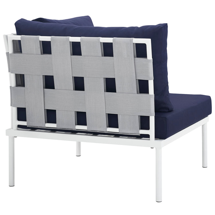 Harmony Outdoor Patio Aluminum Corner Sofa - White Navy