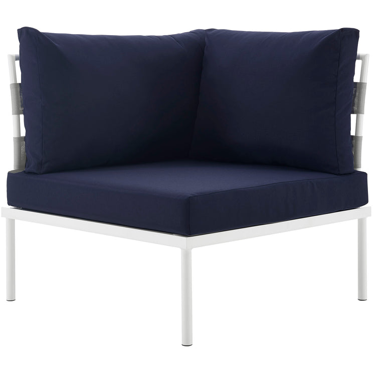 Harmony Outdoor Patio Aluminum Corner Sofa - White Navy