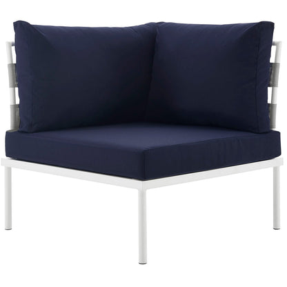 Harmony Outdoor Patio Aluminum Corner Sofa - White Navy