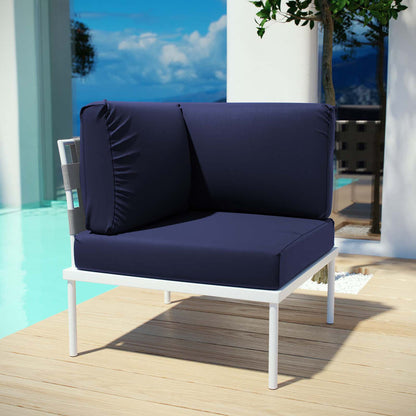 Harmony Outdoor Patio Aluminum Corner Sofa - White Navy