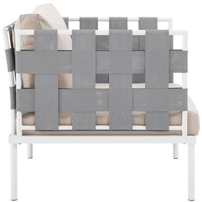 Harmony Outdoor Patio Aluminum Armchair - White Beige